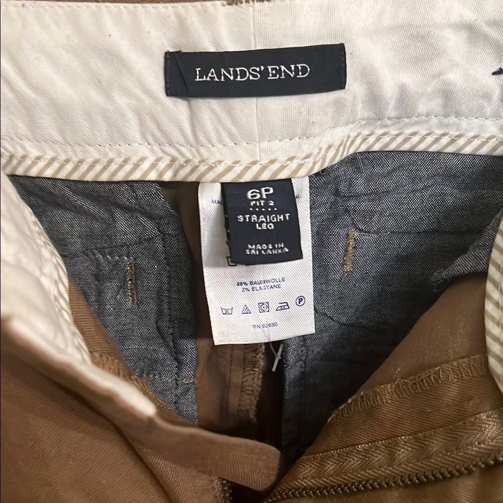 Lands' End Women’s Tan Straight Leg Pants with Classic Style
